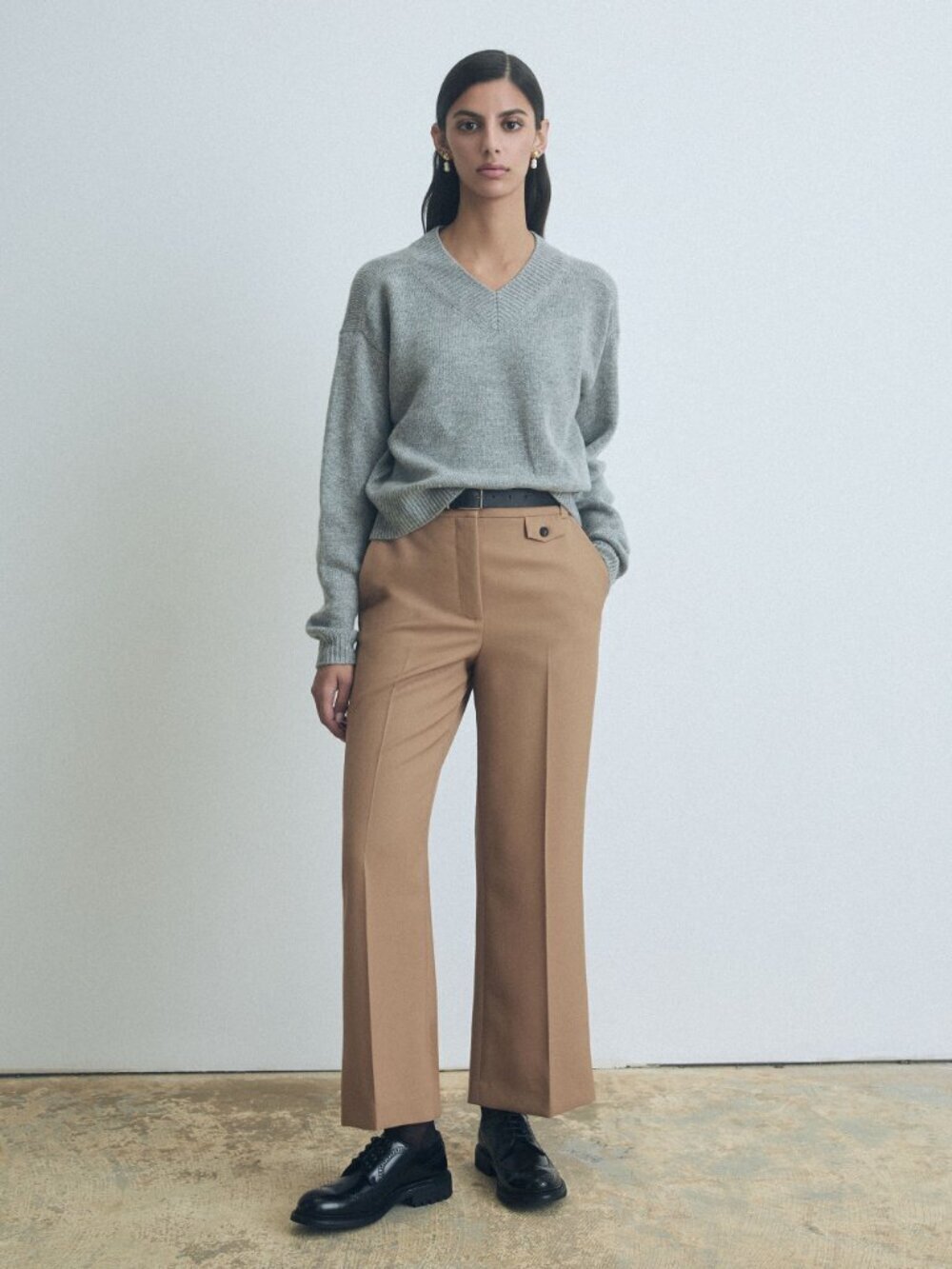 JUDITH & CHARLES Tan 100% Wool Tailored Basketweave Trouser Pants, Size 0